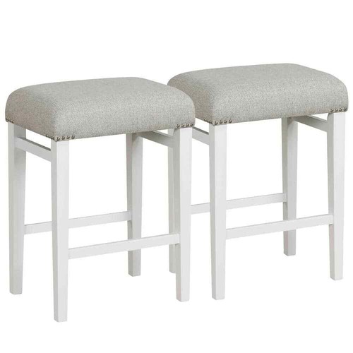 24.5 in. Gray Backless Wood Bar Stool Counter Height Kitchen Chairs