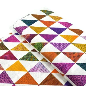 Flax & Fibre cheater print 100% cotton, vibrant colours, fake patchwork - Picture 1 of 4