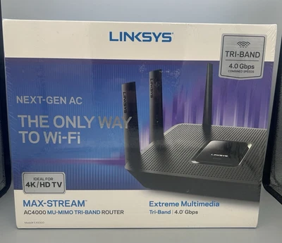 Linksys Max-Stream AC4000 MU-MIMO Wi-Fi Tri-Band Router  (EA9300) - Sealed - Image 1 of 4