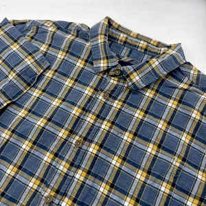 Camisa Prana Para Hombres Grande Amarillo Azul Cuadros Algodón Orgánico Senderismo Camping Aire Libre - Imagen 1 de 5