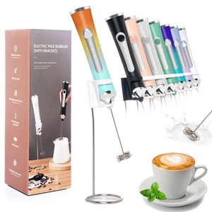 Wiederaufladbarer Milchaufschäumer Handgerät für Kaffee, 3 Geschwindigkeiten Aufschäumstab mit Ständer... - Bild 1 von 6
