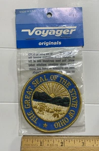 Neu in Verpackung Vintage Great Seal of the State Ohio Round Voyager gestickter Aufnäher Abzeichen - Bild 1 von 3