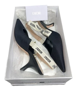 Authentic Christian Dior J'Adior Slingback Pump Black Technical Fabric Size 38 - Picture 1 of 11