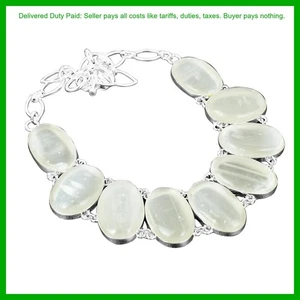 Thanks Giving Day Deal Sterling Silver Selenite Gemstone Chain Necklace Jewelry - Picture 1 of 7