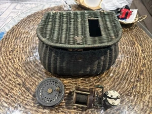 Vintage fly fishing Lot Basket And Reels. As Is G - Picture 1 of 19