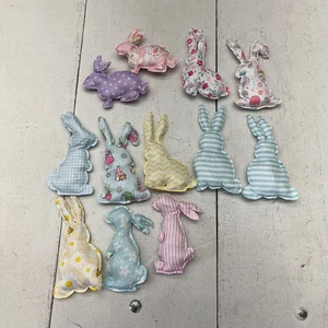 Moukeren Multi-Print 12 Pieces Easter Stuffed Fabric Bunnies Farmhouse Decor NEW - Picture 1 of 3