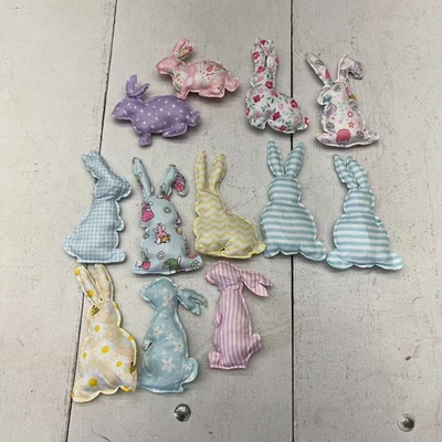 Moukeren Multi-Print 12 Pieces Easter Stuffed Fabric Bunnies Farmhouse Decor NEW - Image 1 of 3