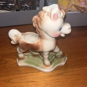 Vintage Pferd Übertopf Blumenvase braun, rosa, blau, grün 8" - Bild 1 von 11