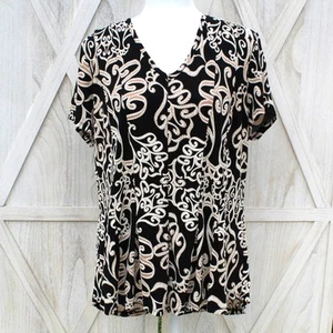 Sami & Jo Short Sleeve Black V Neck Top XL Petite - Picture 1 of 12