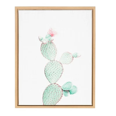 Sylvie Prickly Pear Cactus Framed Canvas Wall Art by Simon Te Tai, 18x24 Natural - Image 1 of 4