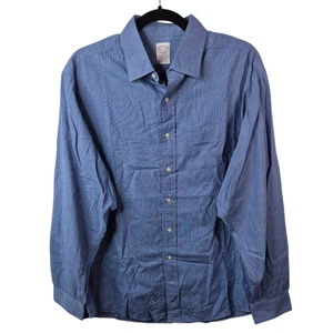 Brooks Brothers Mens Shirt Size 16.5 Casual Button Down Blue Cotton USA Vintage - Picture 1 of 6