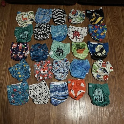 Huge Lot 25 AlvaBaby Adjustable Cloth Diaper Covers  & 25  Basic Stitch Inserts - Image 1 of 3