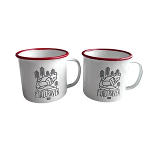 Juego de dos tazas esmaltadas Fjallraven con gráfico de zorro - Imagen 1 de 5