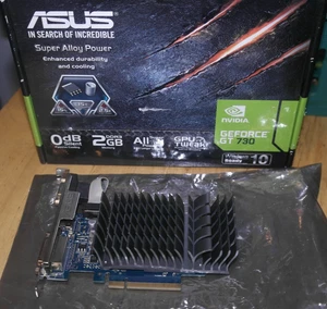 ASUS GeForce PCI-w 8x short GT 730 DVI VGA HDMI 2GB Silent Graphics Card - Picture 1 of 5