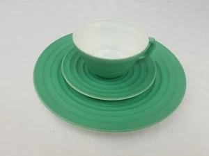 Vintage Hazel Atlas Green 9" Dinner Plate, Cup And Saucer - Picture 1 of 10