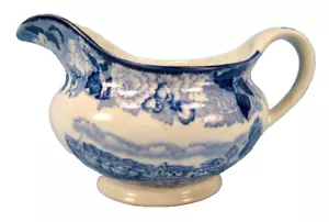 English Scenery Gravy Boat Blue Transferware Enoch Wood & Sons England (O2) - Picture 1 of 6