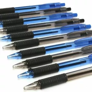 RUBBER GRIP , Ball Pens Ball Point Pen MEDIUM Biros BLACK and BLUE Ballpoint - Picture 1 of 3