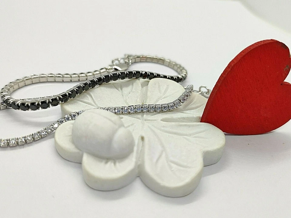 COPPIA DI Bracciali in argento 925 modello tennis LUI E LEI. PROMOZIONE OFFERTA - Immagine 1 di 4