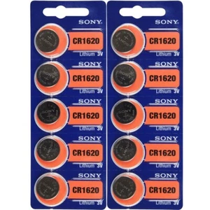 10 Pcs Sony CR1620 Lithium Cell Battery 3.0V, DL1620, ECR1620 Exp. 2030 - Picture 1 of 1