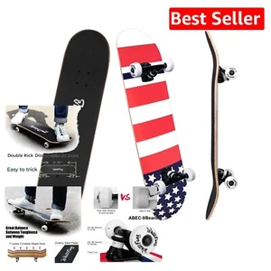 Beginner-Friendly Complete Skateboard 31.75 x 7.88 in Durable Maple Design - Picture 1 of 9