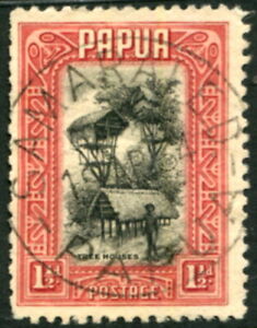 PAPUA - 1932 1½d Black + Lake TREE HOUSE SG 132 Cv £8 VFU [D1207]