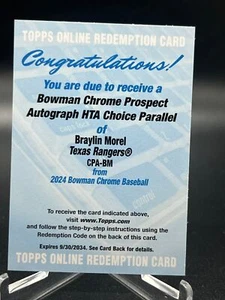 2024 Bowman Chrome BRAYLIN MOREL HTA REFRACTOR AUTO /150 #CPA-BM - Picture 1 of 2