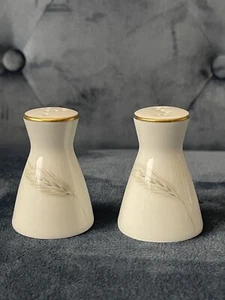 Rosenthal Salt & Pepper Shaker Set White w/ Gold Rim Wheat Pristine w/ Stoppers - Picture 1 of 16