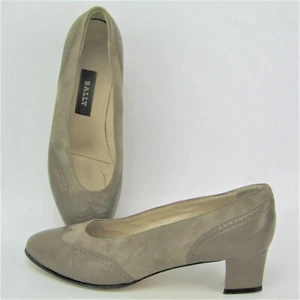 Bally Wingtip 7 C Gray Classic Heel Pump Leather Two Toned - Picture 1 of 9
