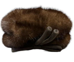 Vintage Cornelius Makers of Fine Furs Brown Mink Pillbox 50s 60s Womens Hat Bow - Picture 1 of 8