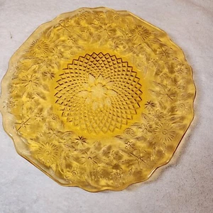 Vintage Amber Indianna Glass 9.5" Scalloped Edge Plates. Set Of 6. - Picture 1 of 7