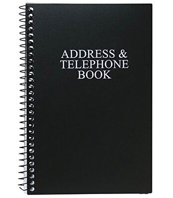 Iconikal Spiral-Bound Address And Telephone Book With Plastic Cover, Black • 8.05$