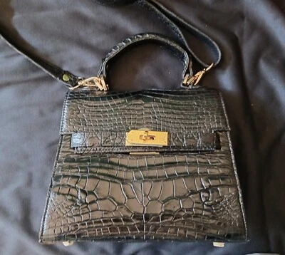 Splendide sac noir, crocodile véritable. - Photo 1/4