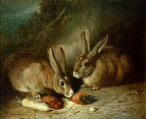 Rosa Bonheur : "Rabbits" (1840) - Giclee Fine Art Print - Picture 1 of 7