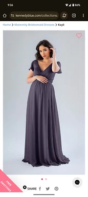 Vestido de Dama de Honor Kennedy Azul Ciruela MATERNIDAD Talla 16 Kayli  Foto 1 de 4