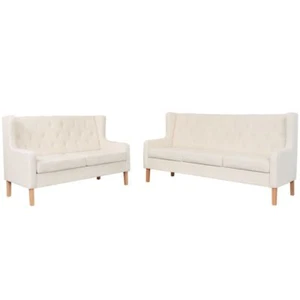 Sofa Set 2 Pieces Fabric White S3Z3 - Picture 1 of 11