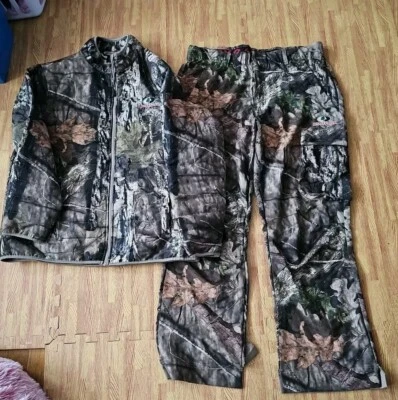 Mossy Oak Forest Camo BreakUp CountryLitewgt Jacket&Pants Hunting Sz L 42/44 - Image 1 of 4