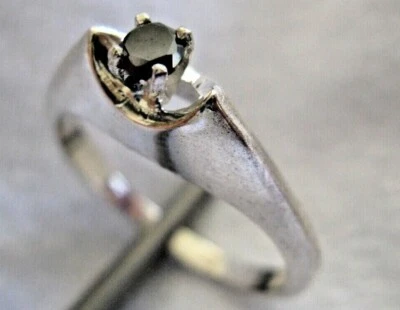 ANILLO DIAMANTE NEGRO NATURAL 100% REAL .10ct, certificado, tallas 5, 6, 7, 8, 9,10   Foto 1 de 4