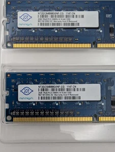 4GB Nanya X2 2GB DIMM 1333 MHz PC3-10600U DDR3 SDRAM Memory (NT2GC64B88G0NF-CG) - Picture 1 of 2