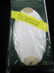 Linette table waterproof covers, set of 2 , White  54"x 108 " Made in USA, back - Picture 1 of 5