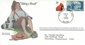 VINTAGE First Day of Issue US postage Norman Rockwell - Taking a Break 3 cent  - Picture 1 of 2