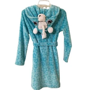 Jelli Fish Kids Large 10/12 Blue Unicorn Robe with Pockets & Tie Hang Loop - Picture 1 of 4