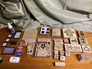 Lot Of 67 Rubber Die Stamps Craft Wood And Ink Beautiful Designs Awesome Set - Picture 1 of 11