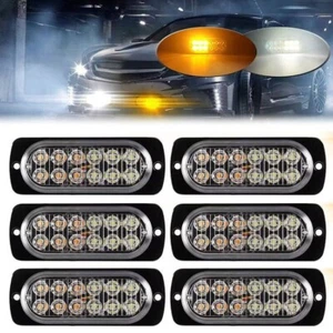 6x LED Strobe Lights Kit Grille Side Marker Emergency Warning Hazard Amber White - Picture 1 of 8