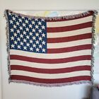 Couverture drapeau américain tissé vintage 66x55”