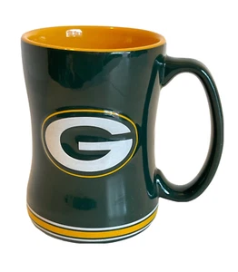 NFL Green Bay Packers 14 oz Sculpted Relief Coffee Tea Mug Cup Green Version - Picture 1 of 5