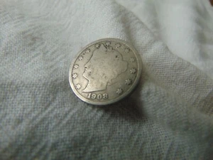 antica moneta americana 1908, testa di indiano? V sul retro quarto di nichel - Foto 1 di 4