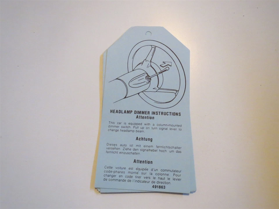 1976 1977 CADILLAC ELDORADO SEVILLE DEVILLE FLEETWOOD HEADLIGHT DIMMER INSTR TAG - Image 1 of 1