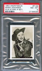 1952 P Set Film Stars Card 128 PENNY EDWARDS Western Actress PONY SOLDIER PSA 8 - Picture 1 of 2