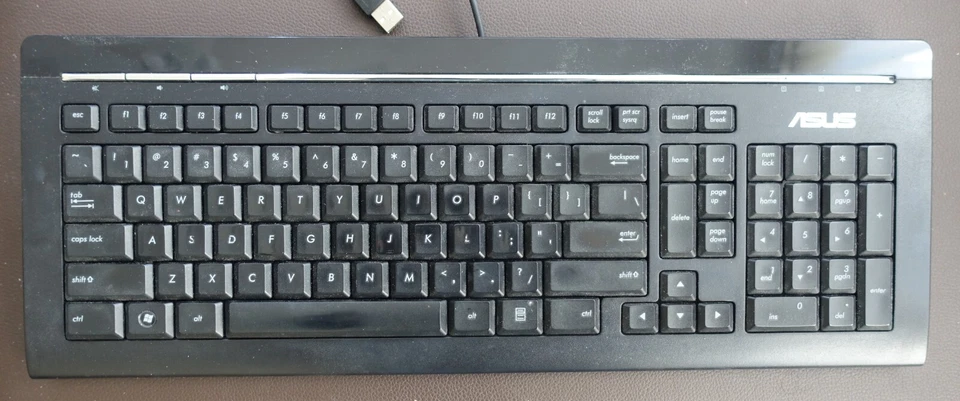 ASUS Slim Multimedia USB Keyboard w/Volume Control KB34211, Untested, Sold As-Is - Image 1 of 4