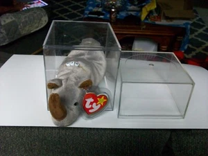 BEANIE BABY SPIKE the RHINOCEROS 1996 RETIRED BIRTHDAY AUGUST 13 WITH NECKLACE - Picture 1 of 9